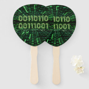 SlipperyJoe's 69 binary code vibrant green compute Hand Fan