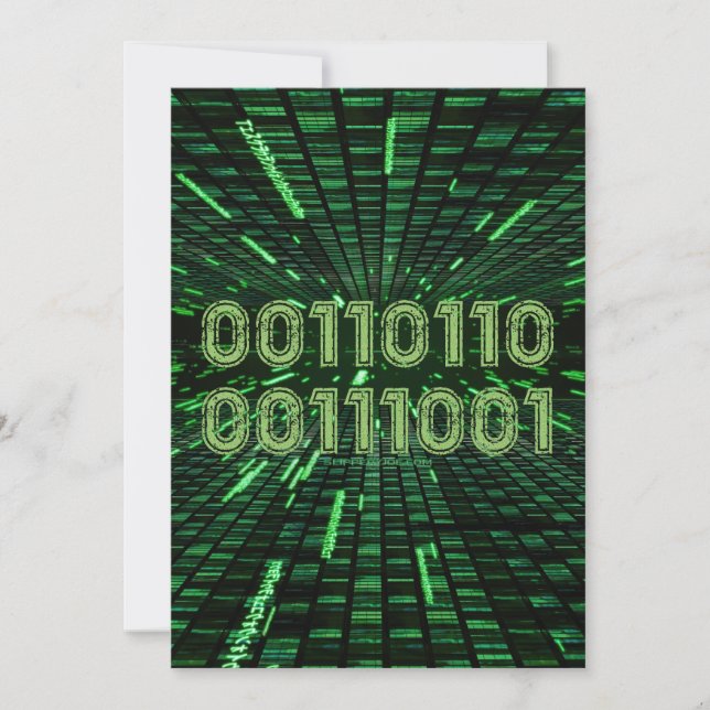 SlipperyJoe's 69 binary code vibrant green compute Holiday Card (Front)