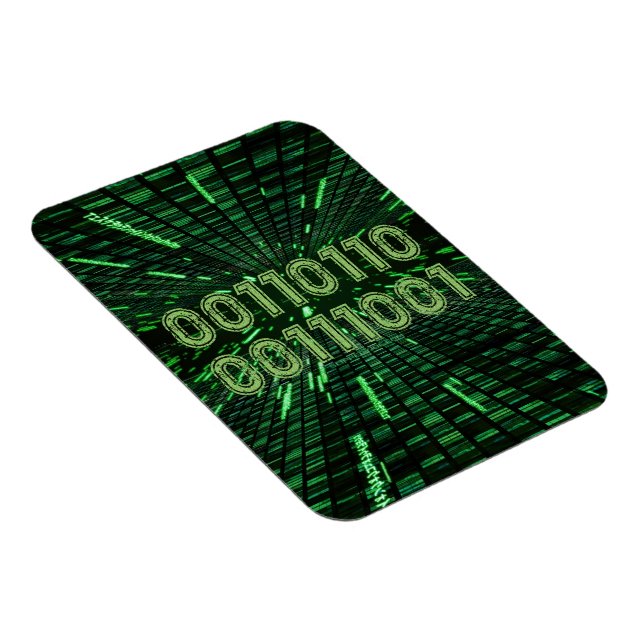 SlipperyJoe's 69 binary code vibrant green compute Magnet (Right Side)