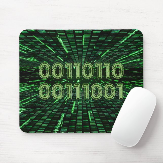 SlipperyJoe's 69 binary code vibrant green compute Mouse Pad (With Mouse)