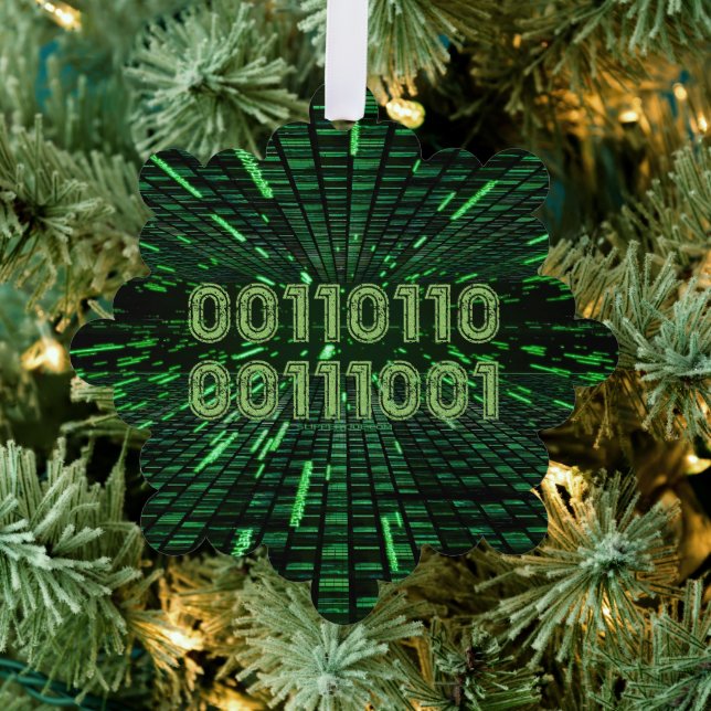 SlipperyJoe's 69 binary code vibrant green compute Ornament Card (Insitu (Tree))
