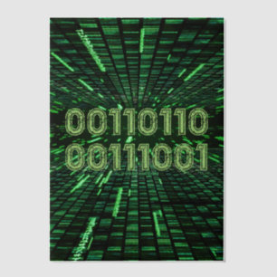 SlipperyJoe's 69 binary code vibrant green compute Vellum Invitations