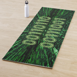 SlipperyJoe's 69 binary code vibrant green compute Yoga Mat