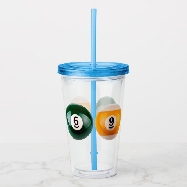 SlipperyJoe's 69 hard pool table two billiard ball Acrylic Tumbler (Front)
