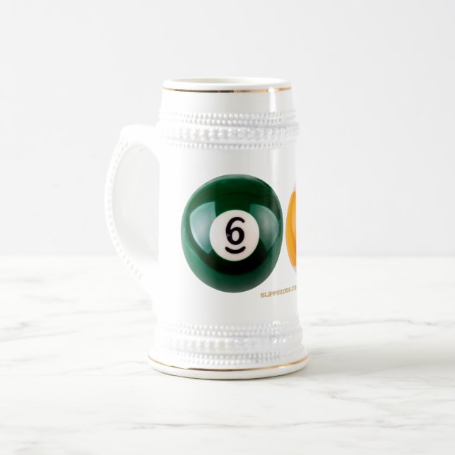 SlipperyJoe's 69 hard pool table two billiard ball Beer Stein (Front Left)