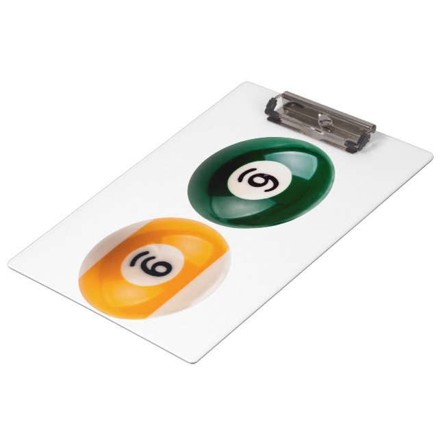 SlipperyJoe's 69 hard pool table two billiard ball Clipboard (Angled)