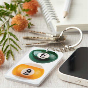 SlipperyJoe's 69 hard pool table two billiard ball Keychain