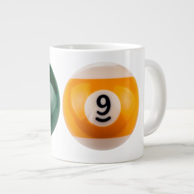 SlipperyJoe's 69 hard pool table two billiard ball Large Coffee Mug (Front Right)