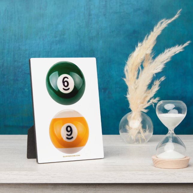 SlipperyJoe's 69 hard pool table two billiard ball Plaque (Side)