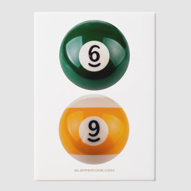 SlipperyJoe's 69 hard pool table two billiard ball Vellum Invitations (Front)