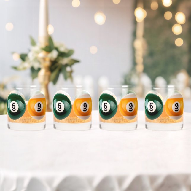 SlipperyJoe's 69 hard pool table two billiard ball Whiskey Glass (Insitu (Wedding))