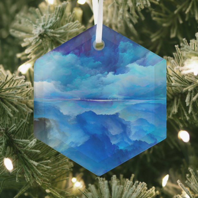 SlipperyJoe's abstract cloud artwork colourful sur Glass Ornament (Insitu)