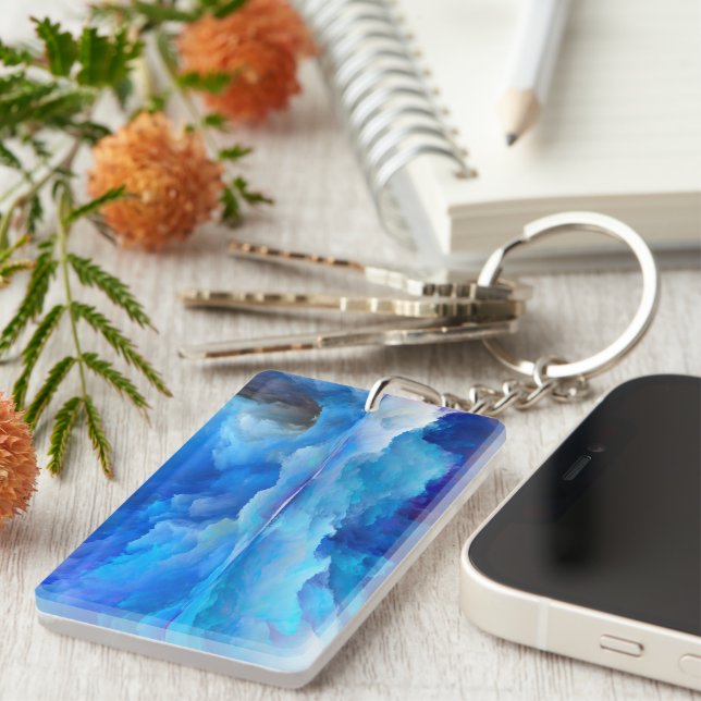 SlipperyJoe's abstract cloud artwork colourful sur Keychain (Front Right)