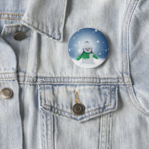 SlipperyJoe's adorable Christmas snowman character 2 Inch Round Button