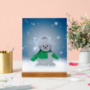 SlipperyJoe's adorable Christmas snowman character Acrylic Sign