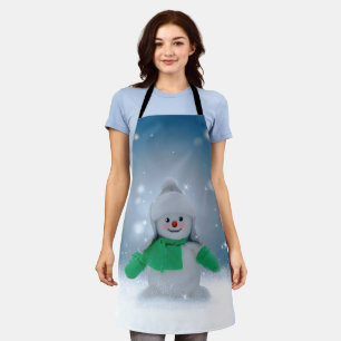 SlipperyJoe's adorable Christmas snowman character Apron