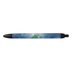 SlipperyJoe's adorable Christmas snowman character Black Ink Pen