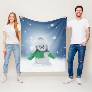 SlipperyJoe's adorable Christmas snowman character Fleece Blanket
