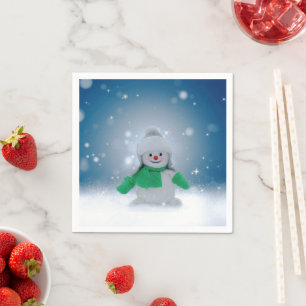 SlipperyJoe's adorable Christmas snowman character Napkin