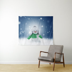 SlipperyJoe's adorable Christmas snowman character Tapestry