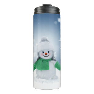 SlipperyJoe's adorable Christmas snowman character Thermal Tumbler