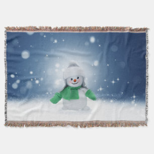 SlipperyJoe's adorable Christmas snowman character Throw Blanket