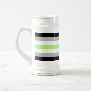 SlipperyJoe's Agender Pride Flag gay gifts LGBTQIA Beer Stein