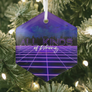 SlipperyJoe's all kinds wrong bold 3D text retro 1 Glass Ornament