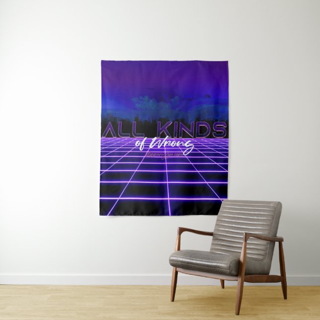 SlipperyJoe's all kinds wrong bold 3D text retro 1 Tapestry (In Situ)