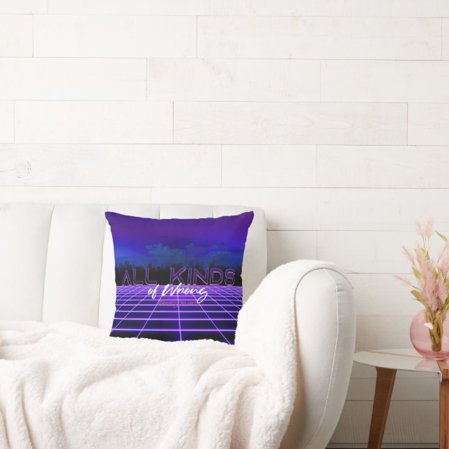 SlipperyJoe's all kinds wrong bold 3D text retro 1 Throw Pillow (Couch)