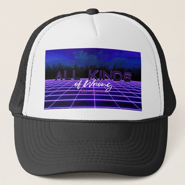 SlipperyJoe's all kinds wrong bold 3D text retro 1 Trucker Hat (Front)