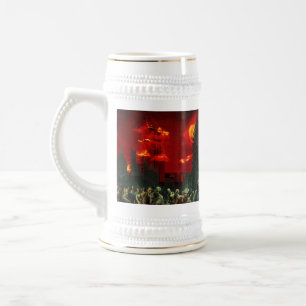 SlipperyJoe's apocalyptic Halloween scene large gr Beer Stein