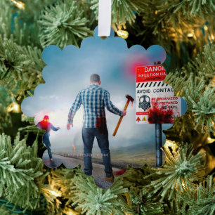 SlipperyJoe's apocalyptic infection hazard Hallowe Ornament Card