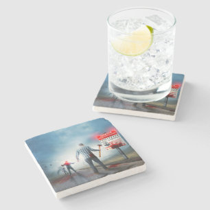 SlipperyJoe's apocalyptic infection hazard Hallowe Stone Coaster