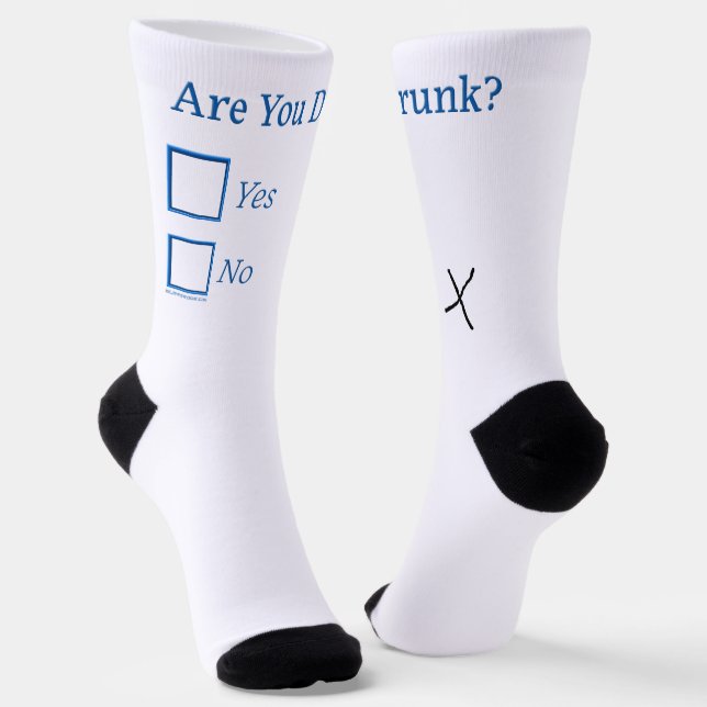 SlipperyJoe's Are You Drunk hammered check boxes c Socks (Angled)