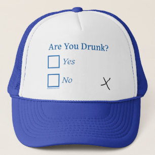 SlipperyJoe's Are You Drunk hammered check boxes c Trucker Hat