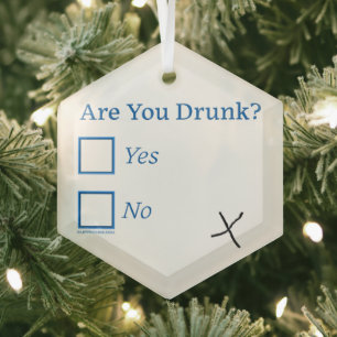 SlipperyJoe's are you drunk humourous slightly sar Glass Ornament