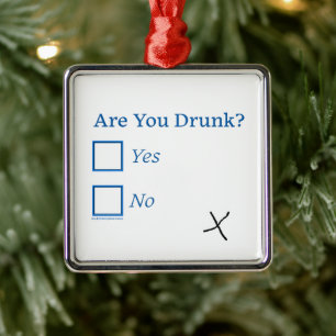 SlipperyJoe's are you drunk humourous slightly sar Metal Ornament