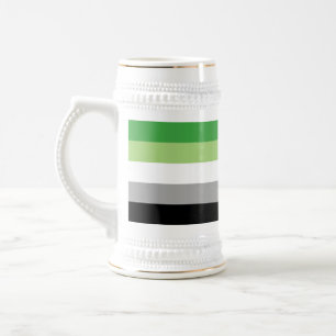 SlipperyJoe's Aromantic Pride Flag gay gifts LGBTQ Beer Stein
