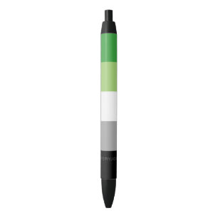 SlipperyJoe's Aromantic Pride Flag gay gifts LGBTQ Black Ink Pen