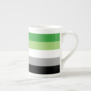 SlipperyJoe's Aromantic Pride Flag gay gifts LGBTQ Bone China Mug