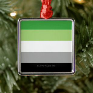 SlipperyJoe's Aromantic Pride Flag gay gifts LGBTQ Metal Ornament