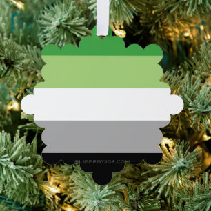 SlipperyJoe's Aromantic Pride Flag gay gifts LGBTQ Ornament Card