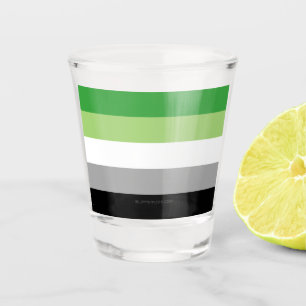 SlipperyJoe's Aromantic Pride Flag gay gifts LGBTQ Shot Glass