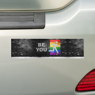 SlipperyJoe's artistic Be You gay pride gifts LGBT Bumper Sticker