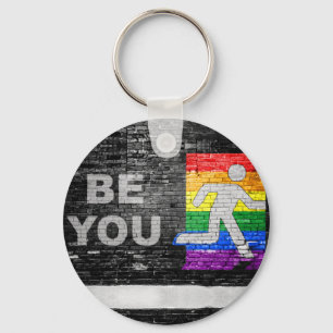 SlipperyJoe's artistic Be You gay pride gifts LGBT Keychain