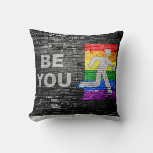 SlipperyJoe's artistic Be You gay pride gifts LGBT Throw Pillow