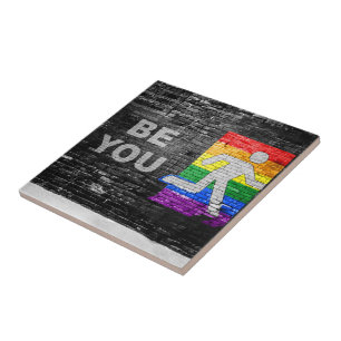 SlipperyJoe's artistic Be You gay pride gifts LGBT Tile