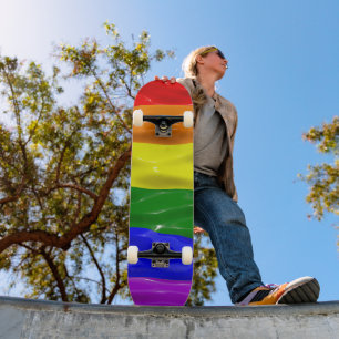 SlipperyJoe's artistic Colourful gay Pride gifts L Skateboard