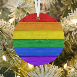 SlipperyJoe's artistic gay pride gifts LGBTQIA woo Metal Ornament